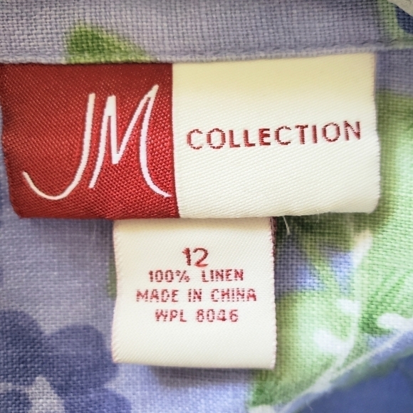 2/$35 Sale JM Colection 100% Linen Jacket-Blouse Lilac Print Size 12 Like New - Picture 12 of 12